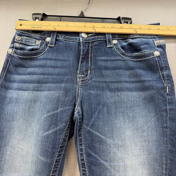 Miss Me Jean Capris Women's 29 (8) Blue Mid Rise Crop Sequin Accent Faux Pocket - Picture 9 of 13